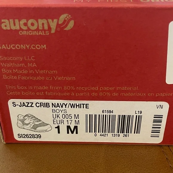 Saucony Baby Jazz Crib Sneakers - Navy and White - Picture 6 of 7